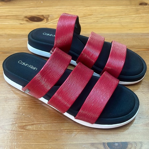 Calvin Klein Shoes - Calvin Klein pebble Delana red sandal shoe size 8 1/2